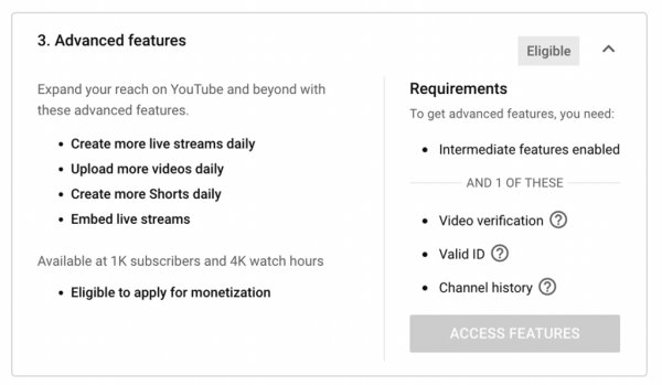 شرایط دسترسی به قابلیت های پیشرفته کانال یوتیوب