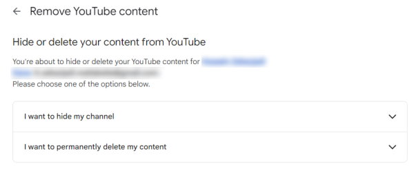 تنظیمات حذف محتوای کانال یوتیوب