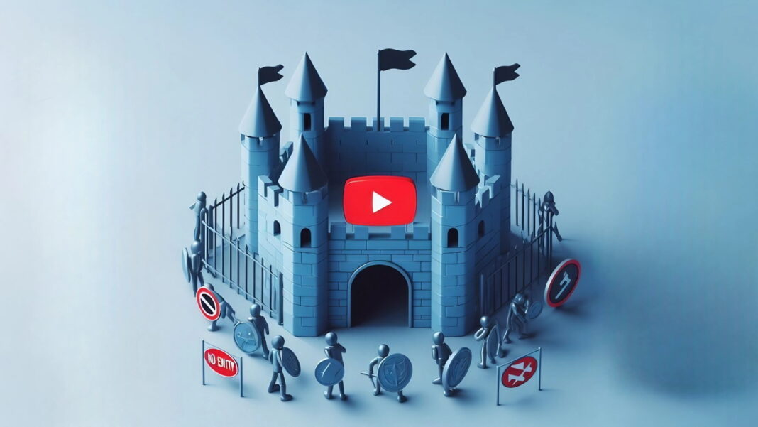 لوگوی یوتیوب در درون یک قلعه