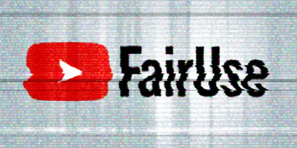 عبارت FairUse در کنار لوگوی یوتیوب با افکت پارازیت