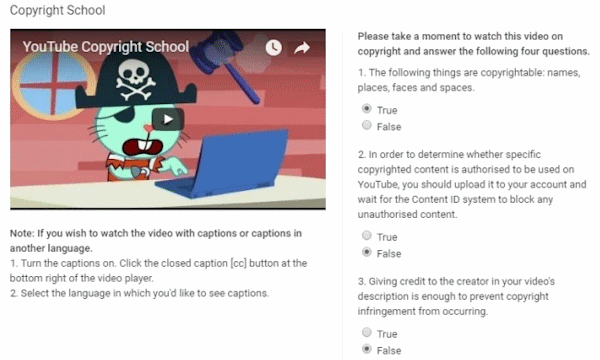 نمایی از یک ویدیو و سوالات مدرسه کپی رایت یوتیوب - حل مشکل کپی رایت در یوتیوب
