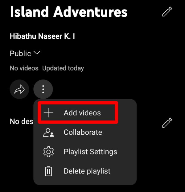 گزینه Add Videos