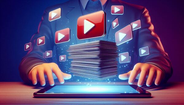 فردی در حال کار با کارت های یوتیوب