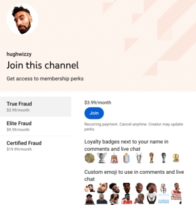 قابلیت چنل ممبرشیپ نمونه