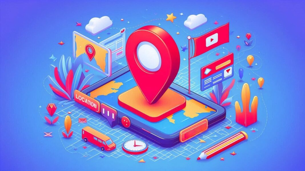 صفحه تنظیمات یوتیوب با آیکون مکان و داشبورد روشن و شاد - تغییر لوکیشن کانال یوتیوب