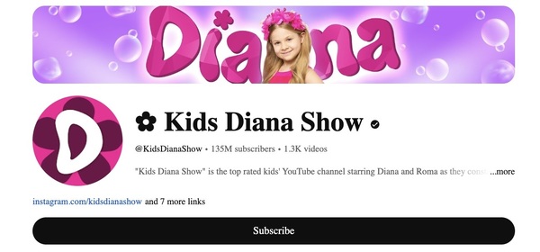 کانال یوتیوب Kids Diana Show
