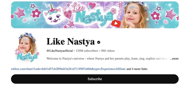 کانال یوتیوب Like Nastya