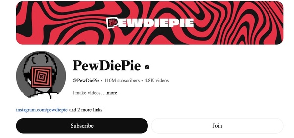 کانال یوتیوب PewDiePie