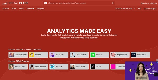 ابزار Social Blade در هوش مصنوعی برای سئو یوتیوب