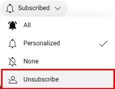 انتخاب گزینه unsubscribe