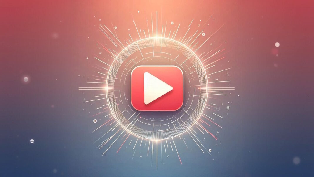 a-glowing-youtube-logo لوگوی درخشان یوتیوب در وسط یک دایره طلایی - قلاب ویدیو چیست