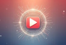 قلاب ویدیو چیست و بهترین قلاب ها برای یوتیوب چیست؟ لوگوی درخشان یوتیوب در وسط یک دایره طلایی - قلاب ویدیو چیست