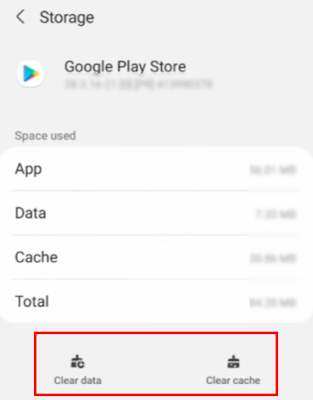 انتخاب گزینه های clear cache و clear data