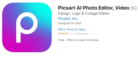 اپلیکیشن PicsArt در اپل استور