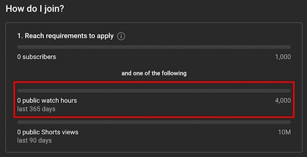 منوی earn در یوتیوب و نوارهای پیشرفت مانیتایز کانال - چگونه یوتیوب را پولی کنیم