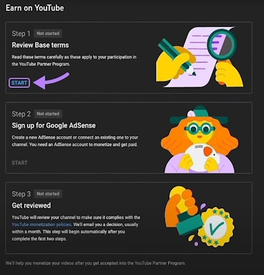 مراحل فعال کردن مانیتایز کانال یوتیوب