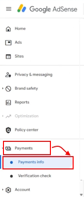 بخش payment info در یوتیوب استودیو