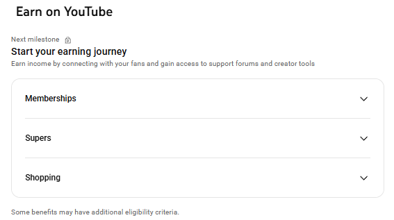 گزینه های درآمدزایی از Fan Funding در منوی Earn یوتیوب استودیو
