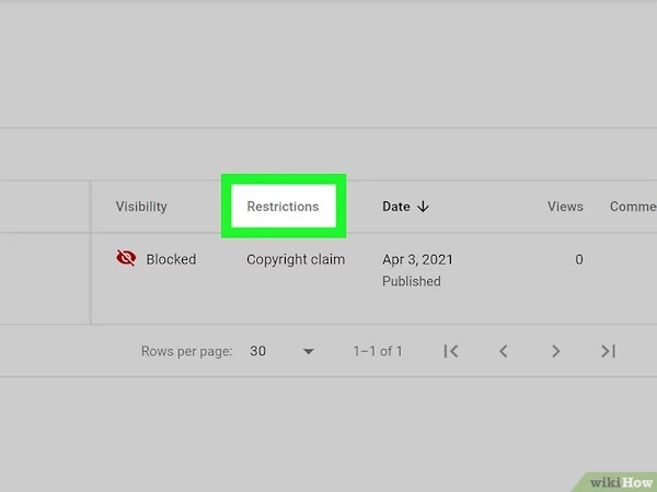گزینه Restrictions