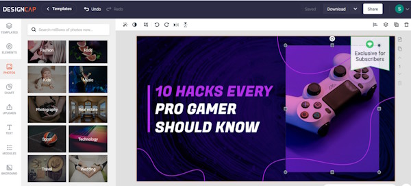 تامنیل ساز یوتیوب دیزاین کپ