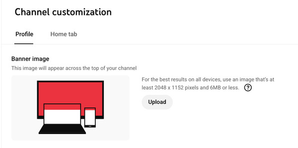 منوی customization در یوتیوب استودیو