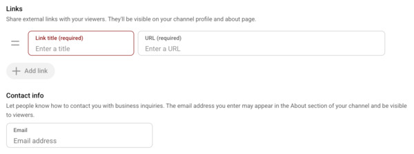 تنظیمات لینک در یوتیوب استودیو - چیدمان صفحه اول یوتیوب