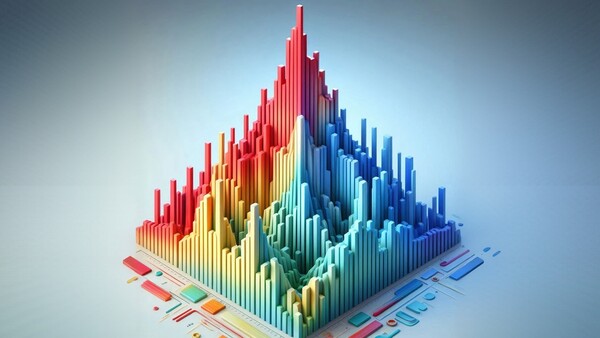 نمودارهای رنگارنگ در اندازه های مختلف به شکل کوه با چینش مربعی - رکوردهای یوتیوب 