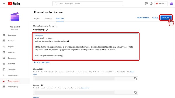 بخش description و نحوه تنظیم آن در یوتیوب استودیو