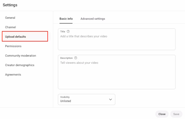 آپلود دیفالتس
