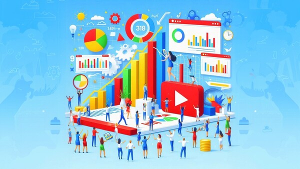 افرادی در اطراف آمارها و نمودارهای مربوط به اعداد و ارقام یوتیوب - رکوردهای یوتیوب 