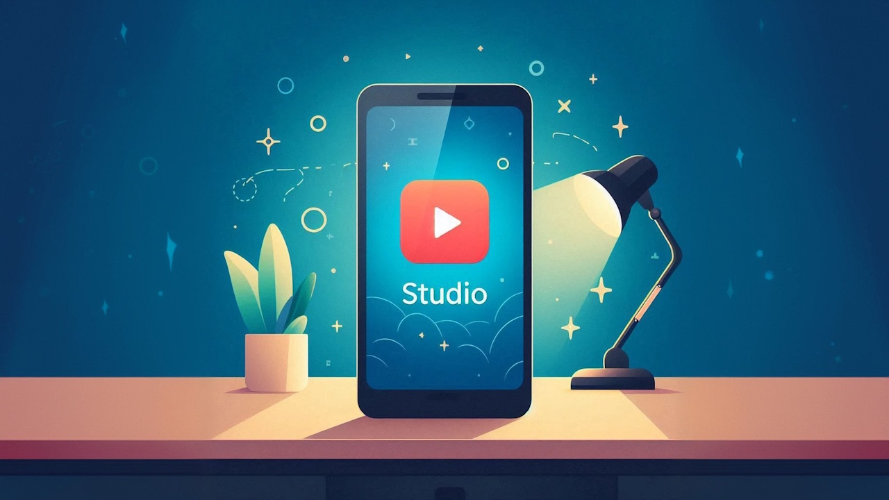 a-mobile-with-youtube-logo-on-the-screen نصب یوتیوب استودیو اندروید