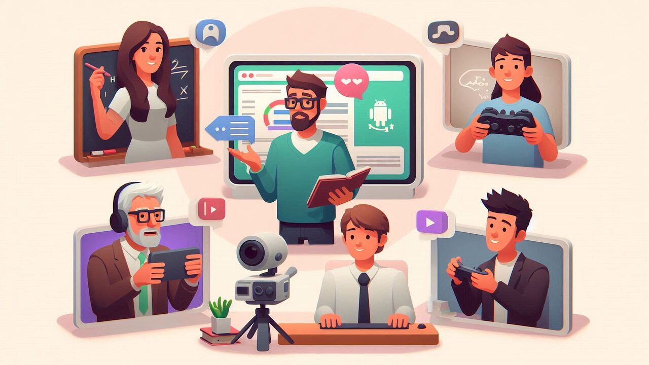 different-types-of-youtubers چند یوتیوبر حوزه مختلف در حال تولید محتوا - انواع ویدیو در یوتیوب