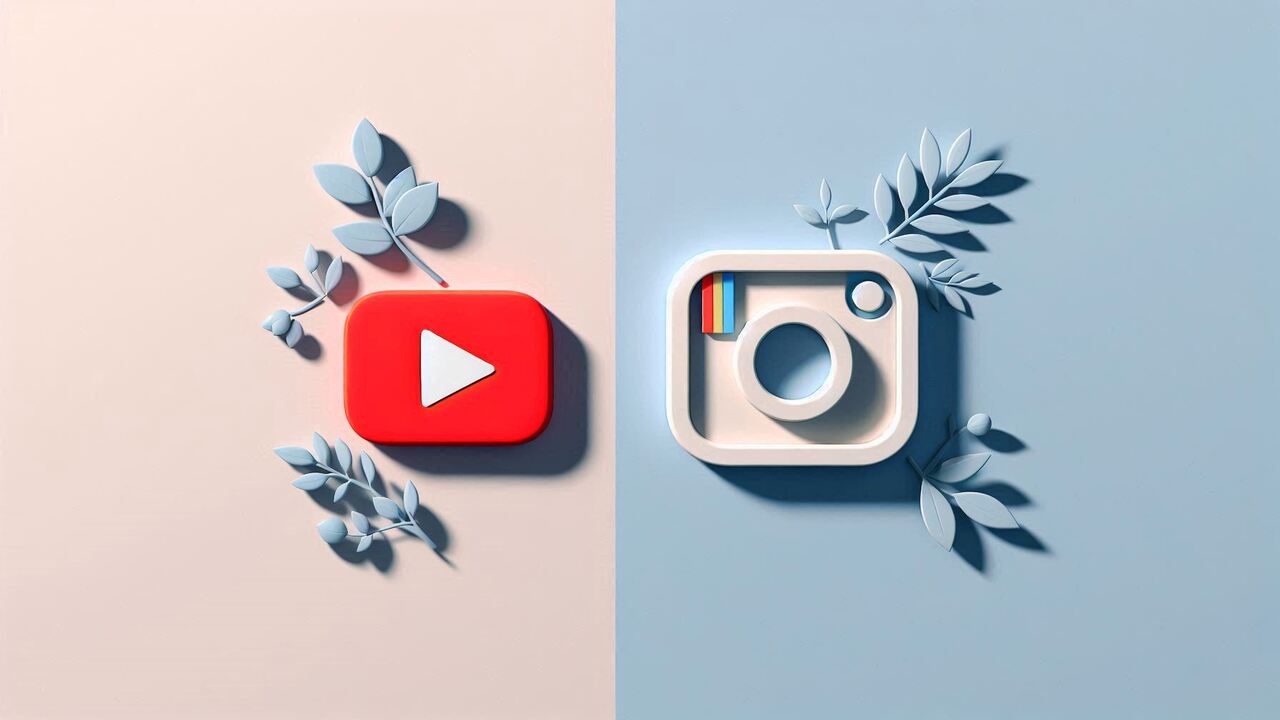 youtube-instagram-logs-side-by-side لوگوی اینستاگرام و یوتیوب در کنار هم